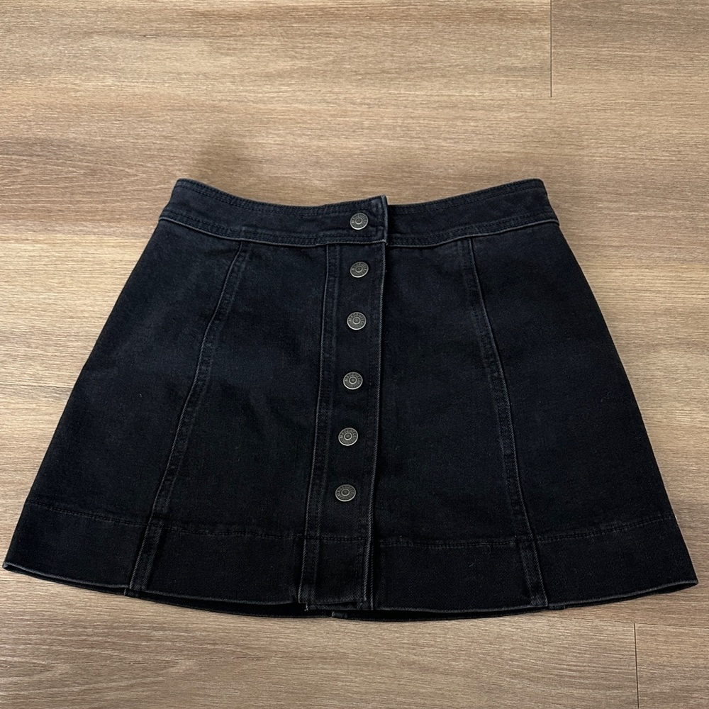 Madewell Black Button-Up Denim Skirt